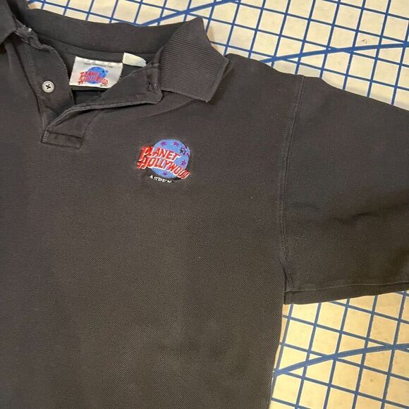 Vintage Planet Hollywood Aspen Polo Shirt Size Medium Black Embroidered Logo - Picture 4 of 8